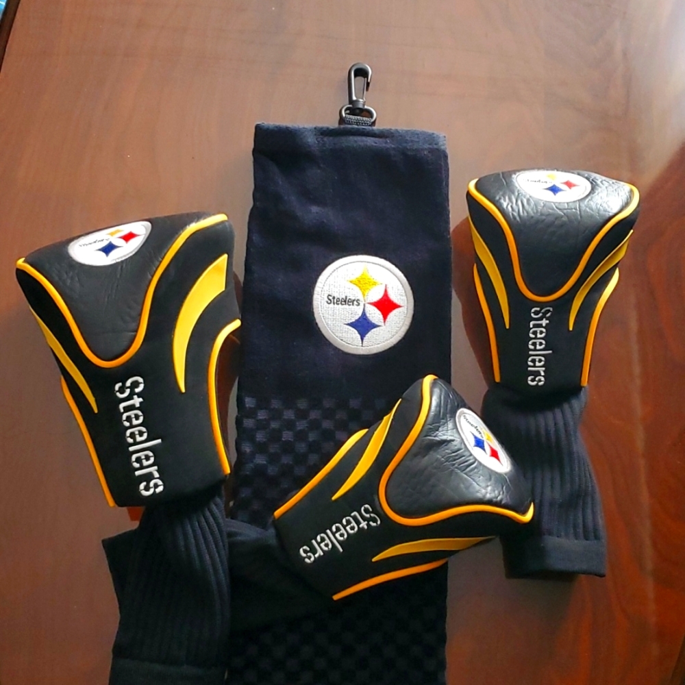 Pittsburgh Steelers Golf Towel AND Headcovers! Like new! Buy now!